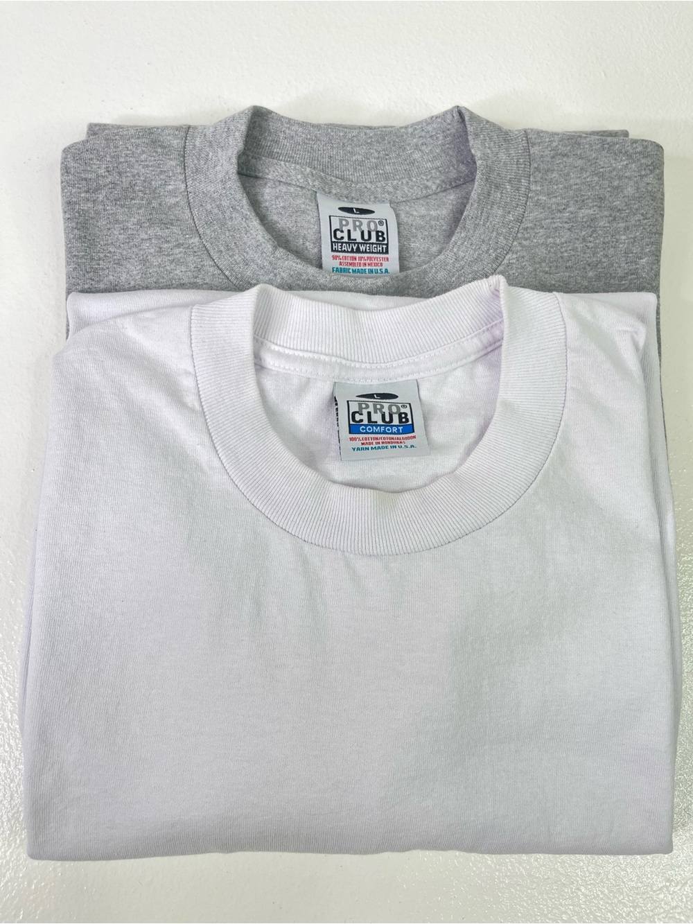 Pro Club Heavyweight & Comfort T-Shirt 2 Pack White Heather Grey Size Large